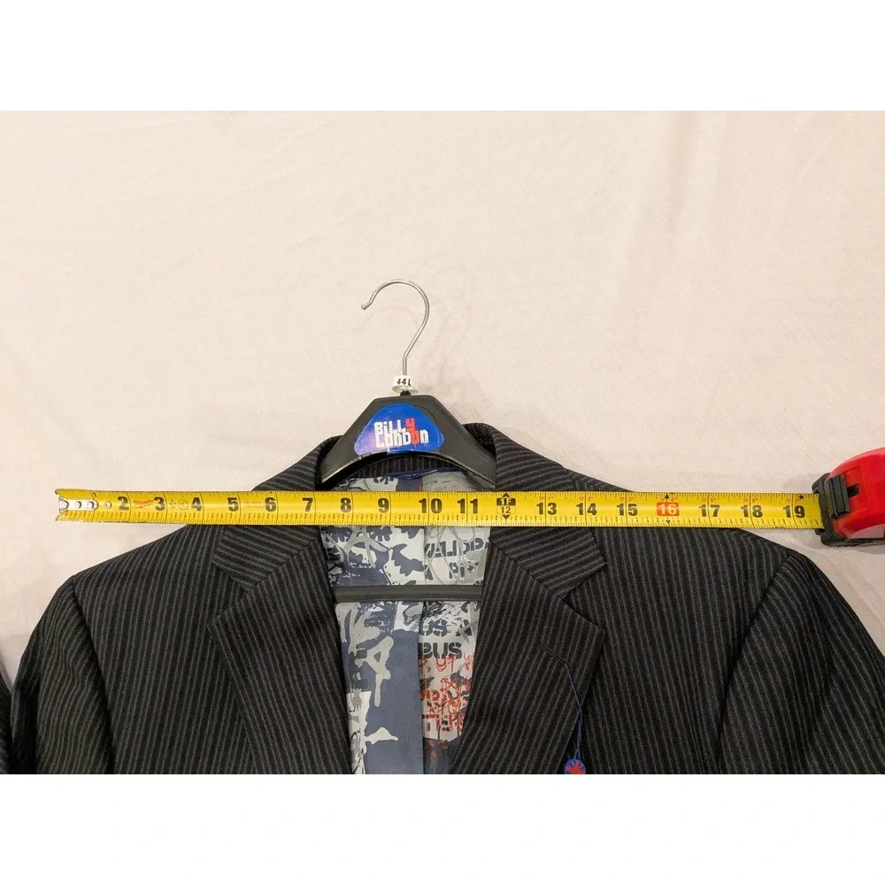 Billy London Jacket Mens 44L Gray Pinstripe Blazer Coat Two Button 10-BL2292 NWT
